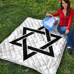 White And Black Star of David Print Quilt