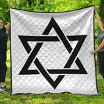 White And Black Star of David Print Quilt