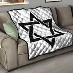 White And Black Star of David Print Quilt