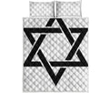 White And Black Star of David Print Quilt Bed Set