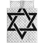 White And Black Star of David Print Quilt Bed Set