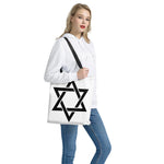 White And Black Star of David Print Tote Bag