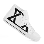 White And Black Star of David Print White High Top Shoes