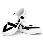 White And Black Star of David Print White Slip On Shoes