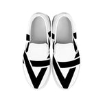White And Black Star of David Print White Slip On Shoes