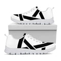 White And Black Star of David Print White Running Shoes
