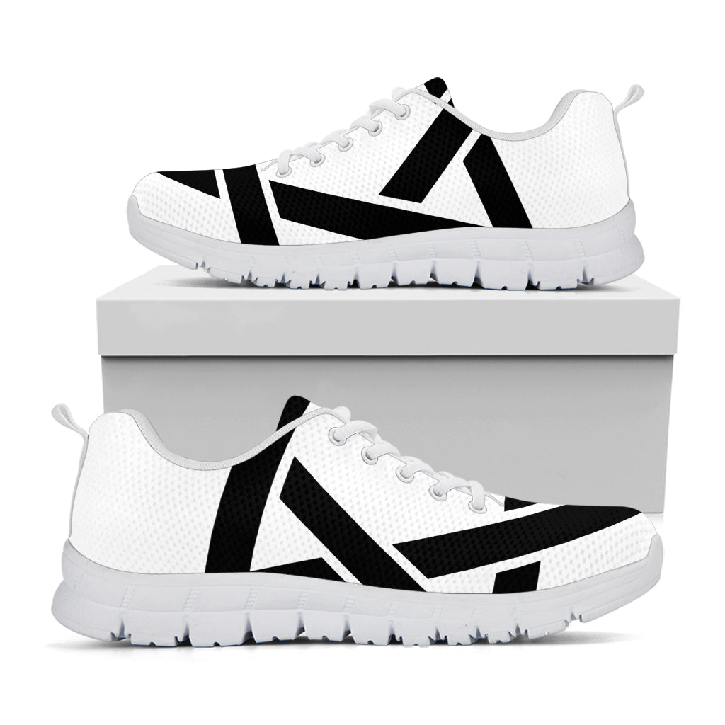 White And Black Star of David Print White Sneakers