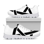 White And Black Star of David Print White Sneakers