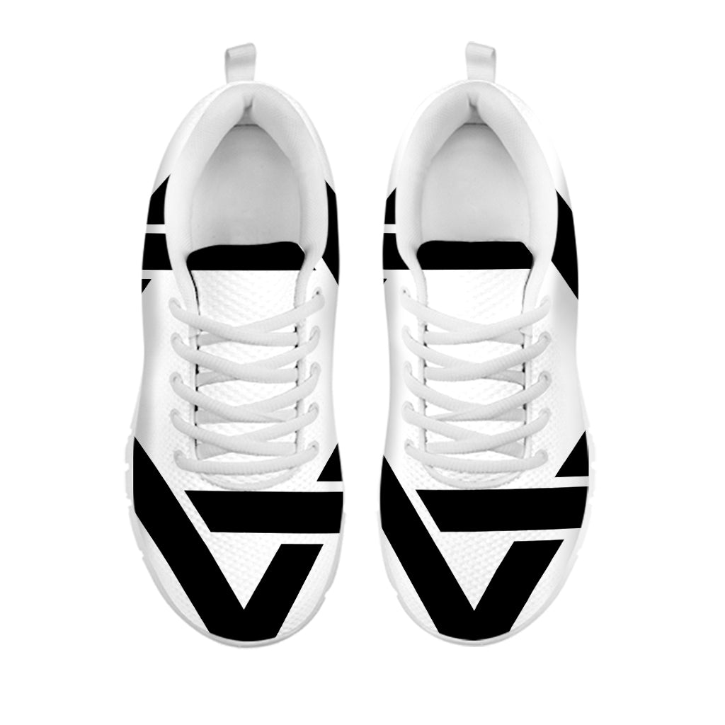 White And Black Star of David Print White Sneakers