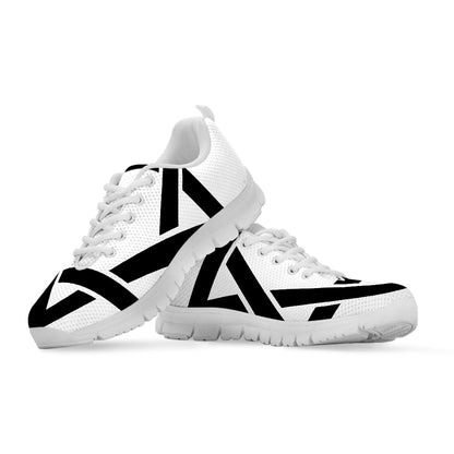 White And Black Star of David Print White Sneakers