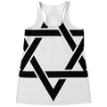 White And Black Star of David Print Women's Racerback Tank Top
