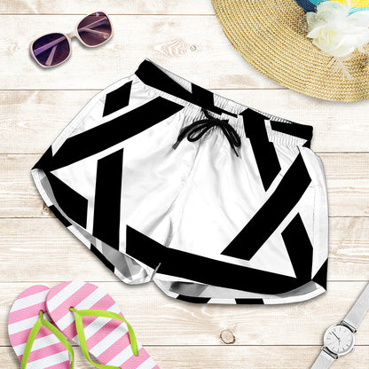 White And Black Star of David Print Women's Shorts