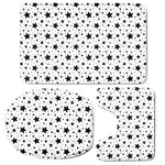 White And Black Star Pattern Print 3 Piece Bath Mat Set