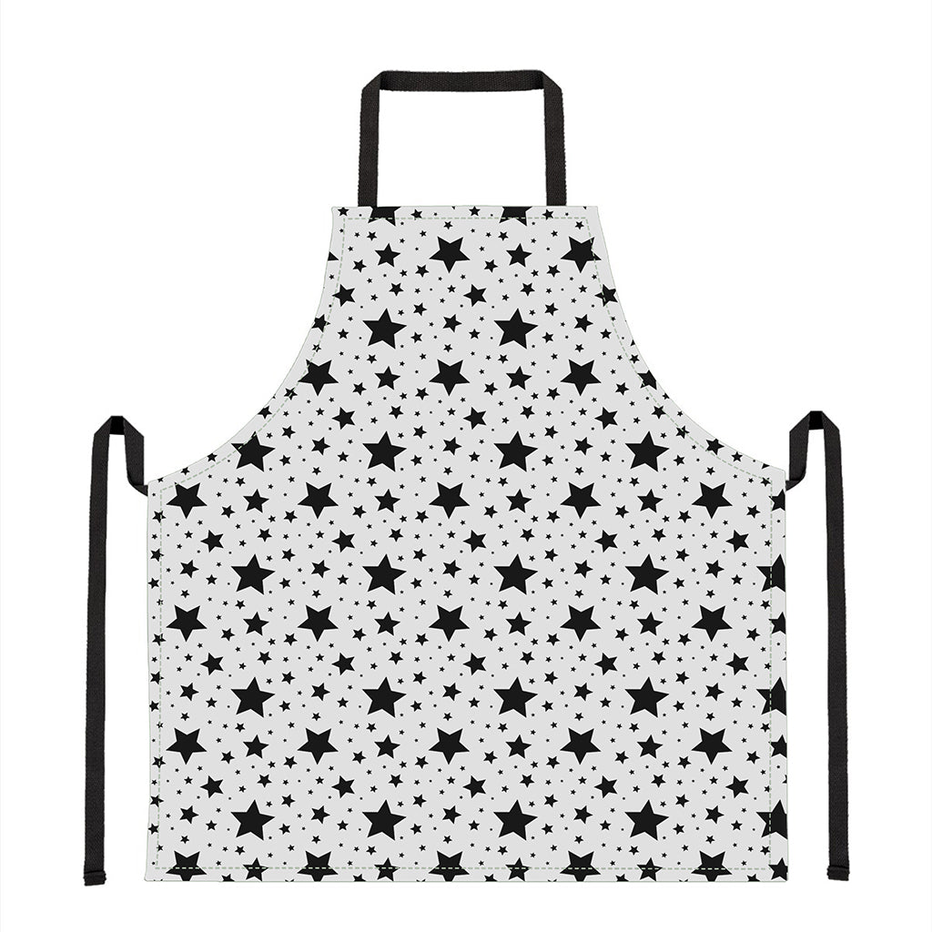 White And Black Star Pattern Print Apron