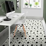 White And Black Star Pattern Print Area Rug