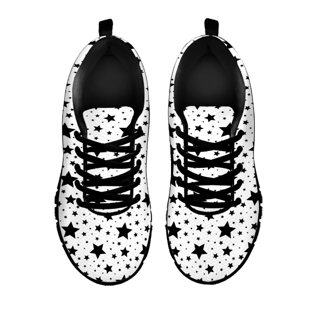 White And Black Star Pattern Print Black Sneakers