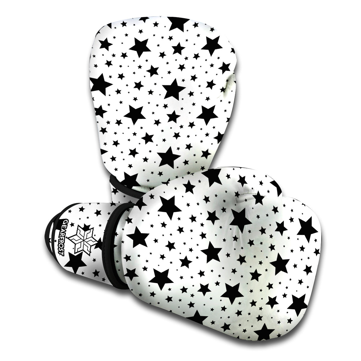 White And Black Star Pattern Print Boxing Gloves