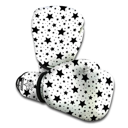 White And Black Star Pattern Print Boxing Gloves