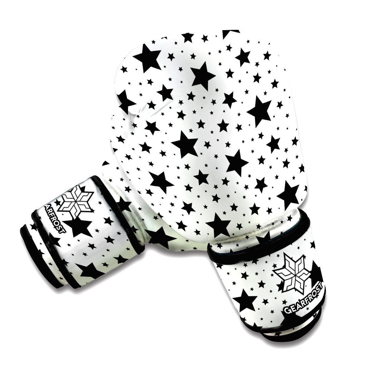 White And Black Star Pattern Print Boxing Gloves