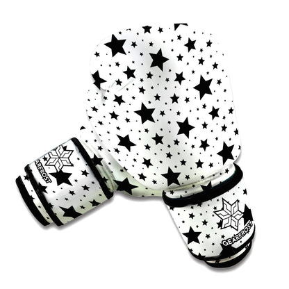 White And Black Star Pattern Print Boxing Gloves
