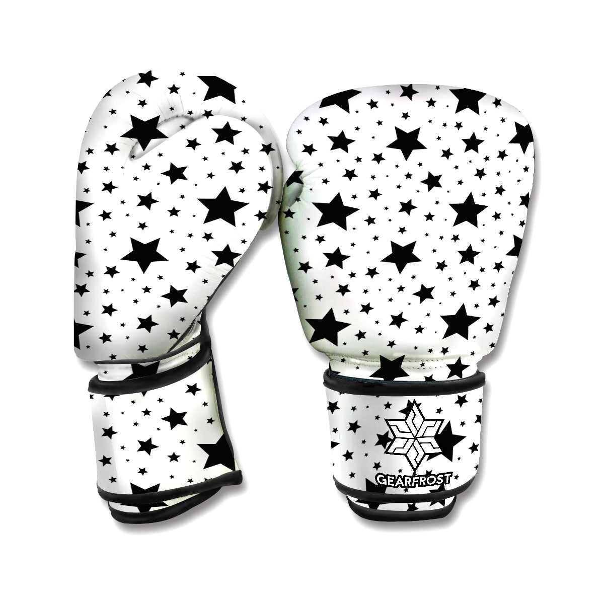 White And Black Star Pattern Print Boxing Gloves