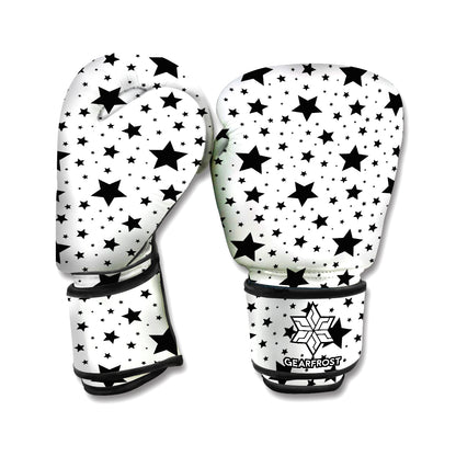 White And Black Star Pattern Print Boxing Gloves