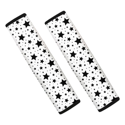 White And Black Star Pattern Print Car Seat Belt Covers
