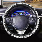 White And Black Star Pattern Print Car Steering Wheel Cover