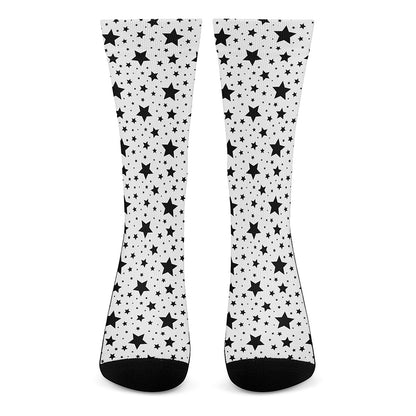 White And Black Star Pattern Print Crew Socks