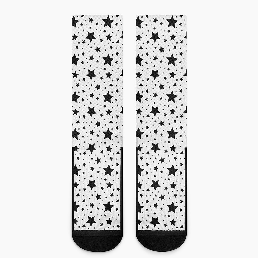 White And Black Star Pattern Print Crew Socks
