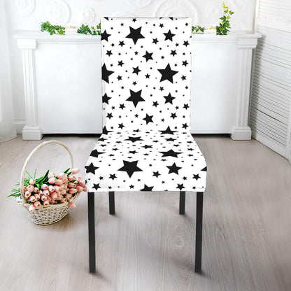 White And Black Star Pattern Print Dining Chair Slipcover