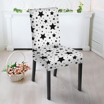 White And Black Star Pattern Print Dining Chair Slipcover