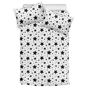 White And Black Star Pattern Print Duvet Cover Bedding Set