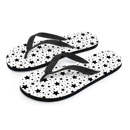 White And Black Star Pattern Print Flip Flops