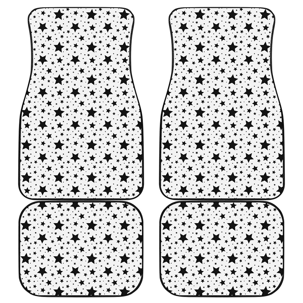 White And Black Star Pattern Print Front and Back Car Floor Mats