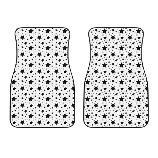 White And Black Star Pattern Print Front Car Floor Mats