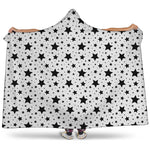 White And Black Star Pattern Print Hooded Blanket