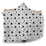 White And Black Star Pattern Print Hooded Blanket