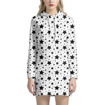 White And Black Star Pattern Print Hoodie Dress