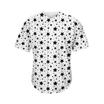 White And Black Star Pattern Print Men's Baseball Jersey