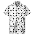 White And Black Star Pattern Print Men's Short Sleeve Shirt