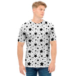 White And Black Star Pattern Print Men's T-Shirt