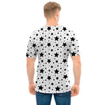 White And Black Star Pattern Print Men's T-Shirt
