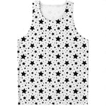White And Black Star Pattern Print Men's Tank Top