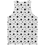 White And Black Star Pattern Print Men's Tank Top