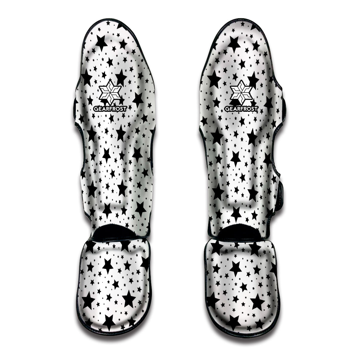 White And Black Star Pattern Print Muay Thai Shin Guard