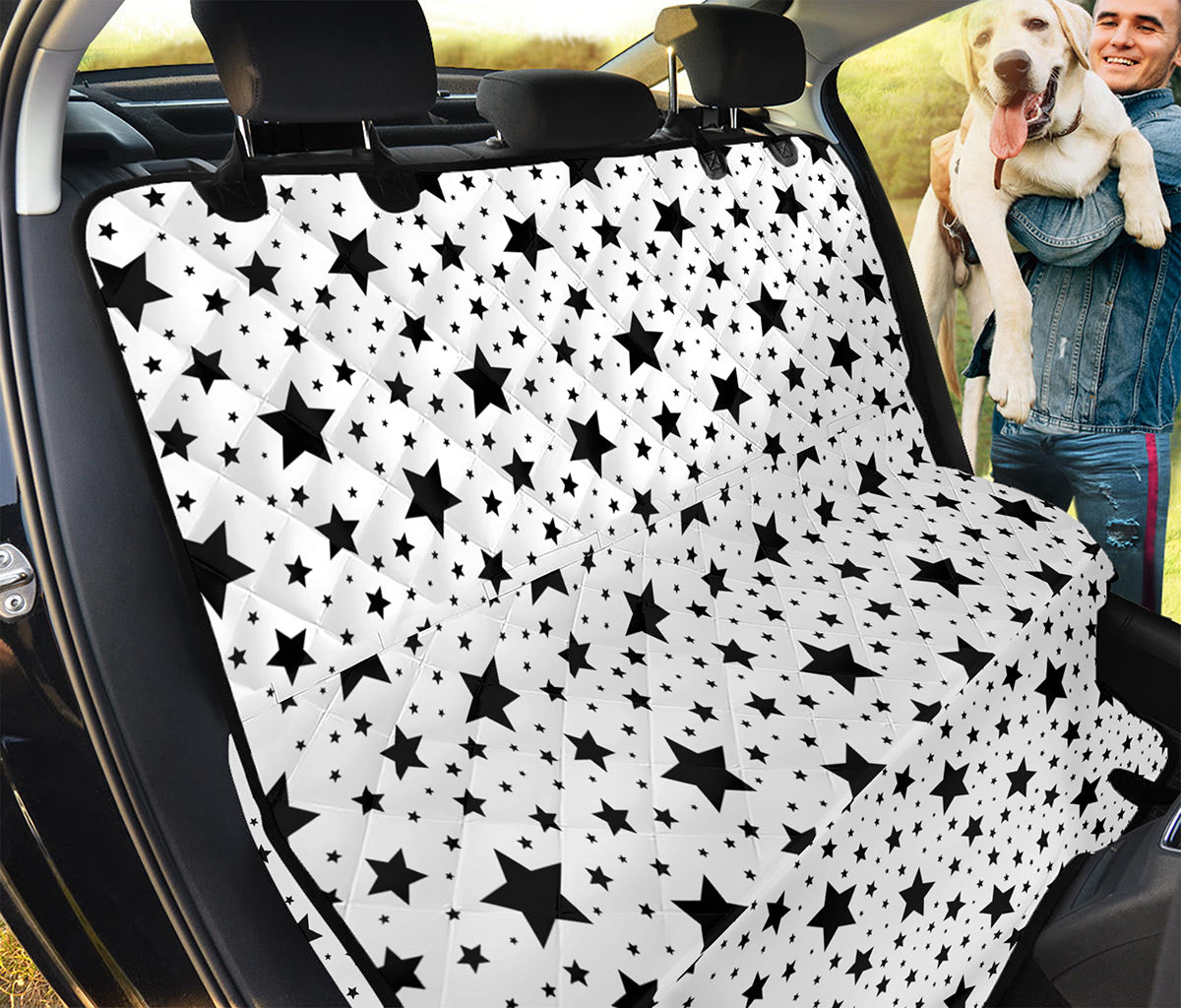 White And Black Star Pattern Print Pet Car Back Seat Cover