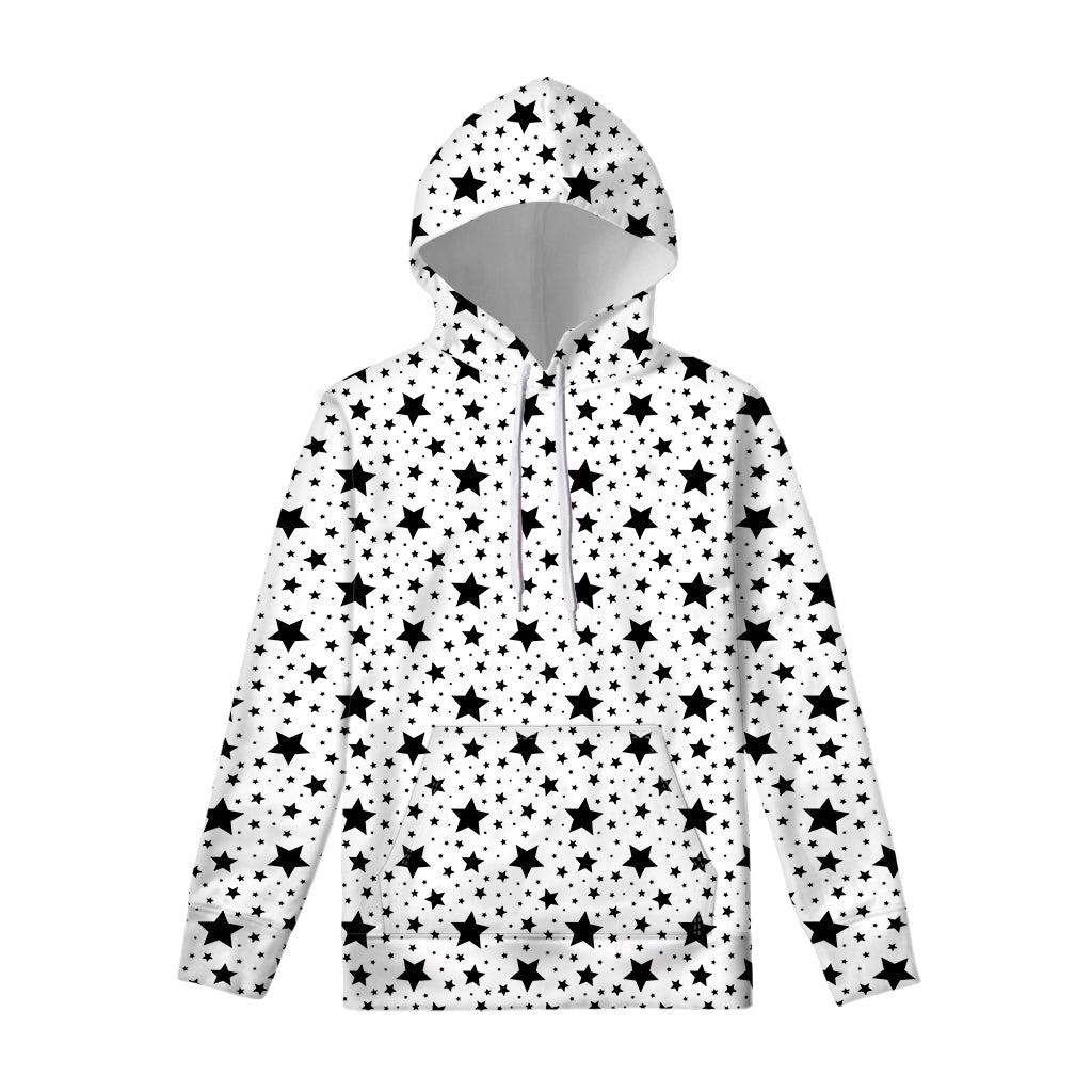 White And Black Star Pattern Print Pullover Hoodie