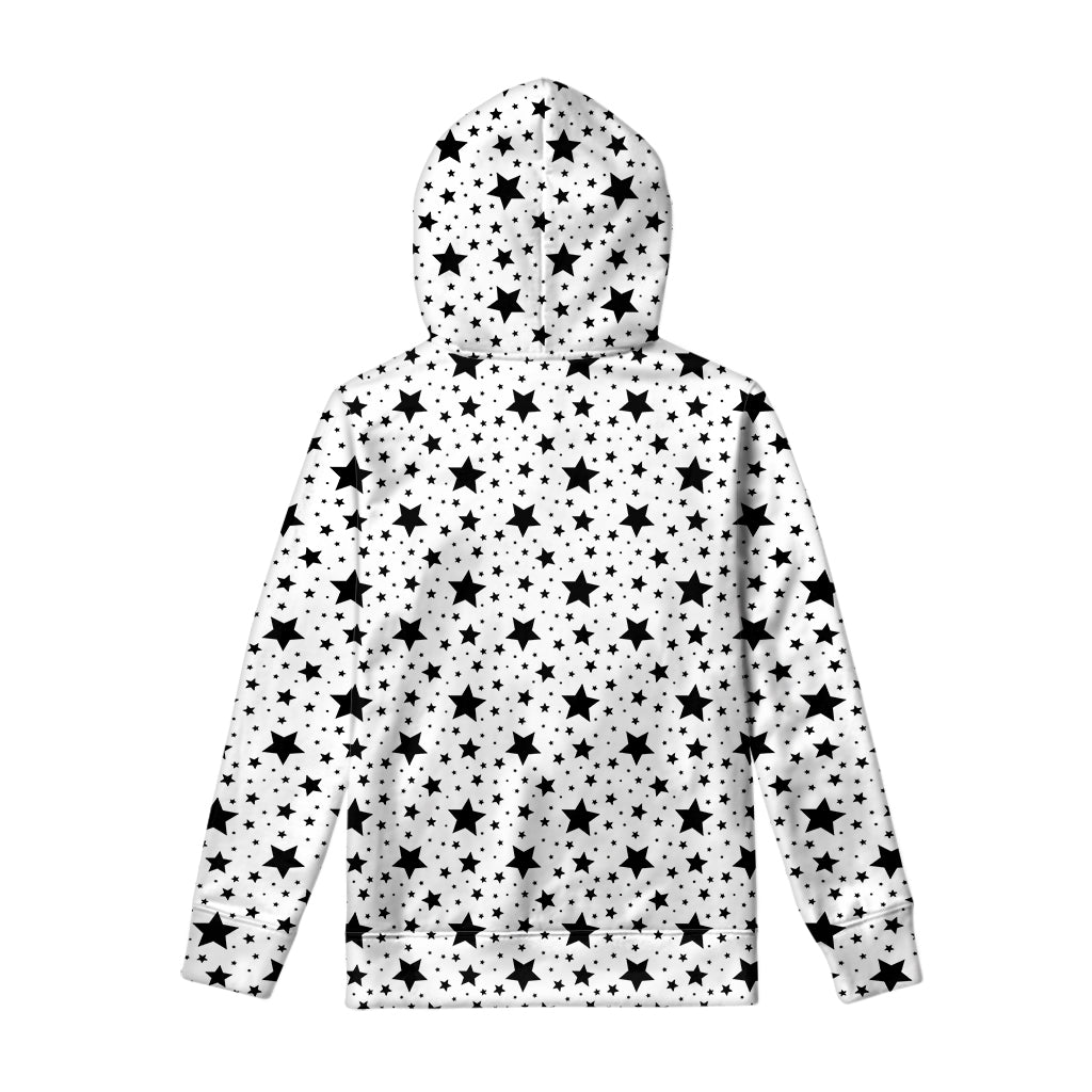 White And Black Star Pattern Print Pullover Hoodie