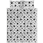 White And Black Star Pattern Print Quilt Bed Set